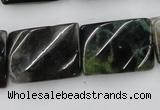 CTW395 15.5 inches 18*25mm twisted rectangle moss agate beads