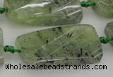 CTW454 20*38mm faceted & twisted rectangle green rutilated quartz beads