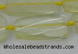 CTW455 20*38mm faceted & twisted rectangle lemon quartz beads