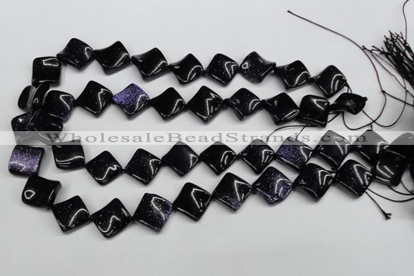 CTW50 15.5 inches 15*15mm twisted diamond blue goldstone beads