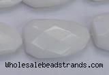 CTW507 15.5 inches 20*30mm faceted & twisted white porcelain beads