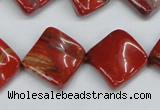 CTW52 15.5 inches 15*15mm twisted diamond red jasper beads