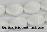 CTW76 15.5 inches 15*20mm twisted oval white agate gemstone beads