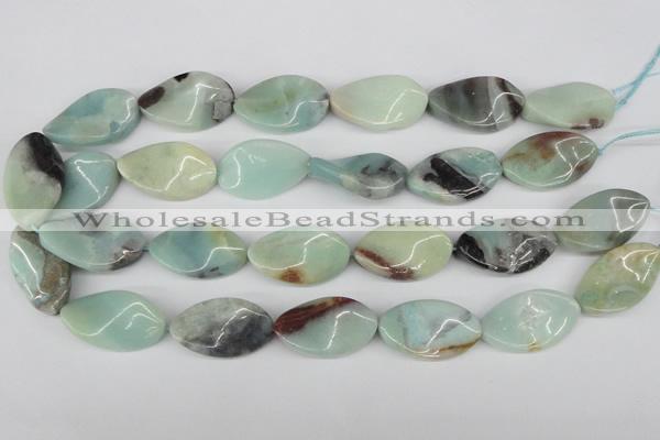 CTW91 15.5 inches 18*30mm twisted oval amazonite gemstone beads