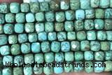 CUBE214 15 inches 8mm faceted cube turquoise gemstone beads