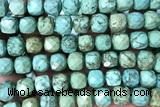 CUBE215 15 inches 10mm faceted cube turquoise gemstone beads