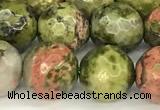 CUG195 15 inches 6mm faceted round unakite beads wholesale