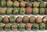 CUG205 15 inches 4mm round matte unakite beads