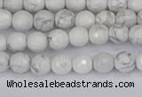 CWB230 15.5 inches 4mm faceted round white howlite beads