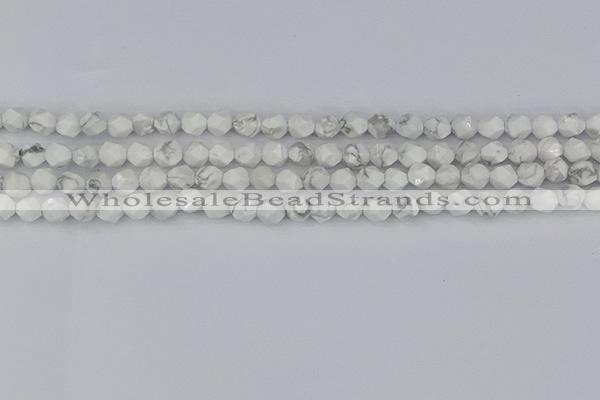 CWB238 15.5 inches 6mm faceted nuggets white howlite beads