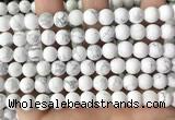 CWB252 15.5 inches 8mm round matte white howlite beads wholesale