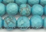 CWB260 15 inches 6mm faceted round howlite turquoise beads