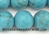 CWB263 15 inches 12mm faceted round howlite turquoise beads