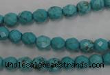 CWB421 15.5 inches 6mm faceted round howlite turquoise beads