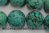 CWB428 15.5 inches 18mm faceted round howlite turquoise beads