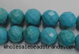 CWB434 15.5 inches 12mm faceted round howlite turquoise beads