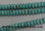 CWB440 15.5 inches 4*6mm faceted rondelle howlite turquoise beads