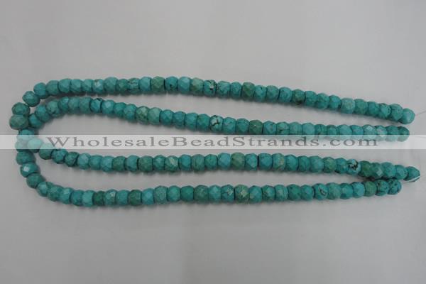 CWB444 15.5 inches 6*8mm faceted rondelle howlite turquoise beads