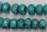 CWB448 15.5 inches 8*12mm faceted rondelle howlite turquoise beads