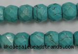 CWB450 15.5 inches 10*12mm faceted rondelle howlite turquoise beads