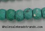 CWB452 15.5 inches 10*14mm faceted rondelle howlite turquoise beads