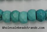 CWB454 15.5 inches 10*14mm faceted rondelle howlite turquoise beads