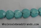 CWB491 15.5 inches 10*10mm faceted heart howlite turquoise beads