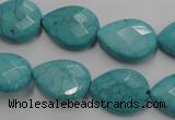 CWB504 15.5 inches 13*18mm faceted flat teardrop howlite turquoise beads