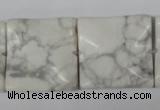 CWB62 15.5 inches 25*25mm wavy square natural white howlite beads