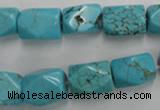 CWB688 15.5 inches 10*14mm faceted nuggets howlite turquoise beads