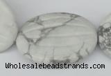 CWB70 15.5 inches 30*40mm carved oval natural white howlite beads