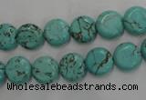 CWB701 15.5 inches 10mm flat round howlite turquoise beads