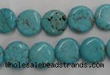 CWB703 15.5 inches 12mm flat round howlite turquoise beads