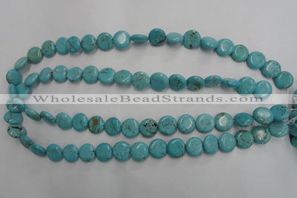 CWB703 15.5 inches 12mm flat round howlite turquoise beads