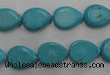 CWB722 15.5 inches 10*14mm flat teardrop howlite turquoise beads