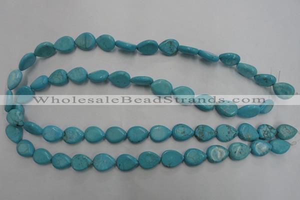 CWB722 15.5 inches 10*14mm flat teardrop howlite turquoise beads