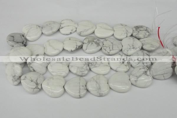 CWB74 15.5 inches 26*26mm carved heart natural white howlite beads