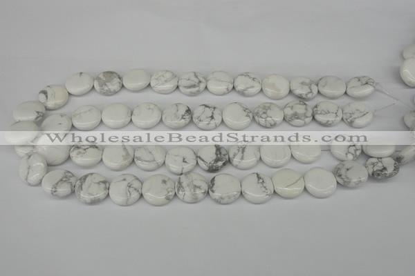 CWB77 15.5 inches 16mm flat round natural white howlite beads