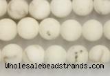 CWB811 15.5 inches 4mm round matte white howlite turquoise beads