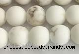 CWB812 15.5 inches 6mm round matte white howlite turquoise beads