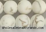 CWB814 15.5 inches 10mm round matte white howlite turquoise beads