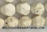 CWB885 15.5 inches 6mm faceted nuggets white howlite turquoise beads