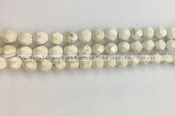 CWB885 15.5 inches 6mm faceted nuggets white howlite turquoise beads