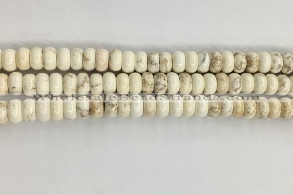 CWB896 15.5 inches 5*8mm rondelle white howlite turquoise beads