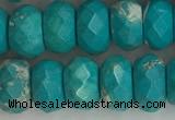 CWB905 15.5 inches 6*10mm faceted rondelle howlite turquoise beads