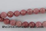 CWF01 15.5 inches 6mm faceted round pink wooden fossil jasper beads