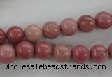 CWF12 15.5 inches 8mm round pink wooden fossil jasper beads wholesale