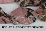 CWG09 15.5 inches 25*33mm wavy freeform rhodonite gemstone beads