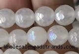 CWH60 15.5 inches 6mm faceted round AB-color white jade beads