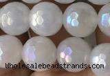 CWH61 15.5 inches 8mm faceted round AB-color white jade beads